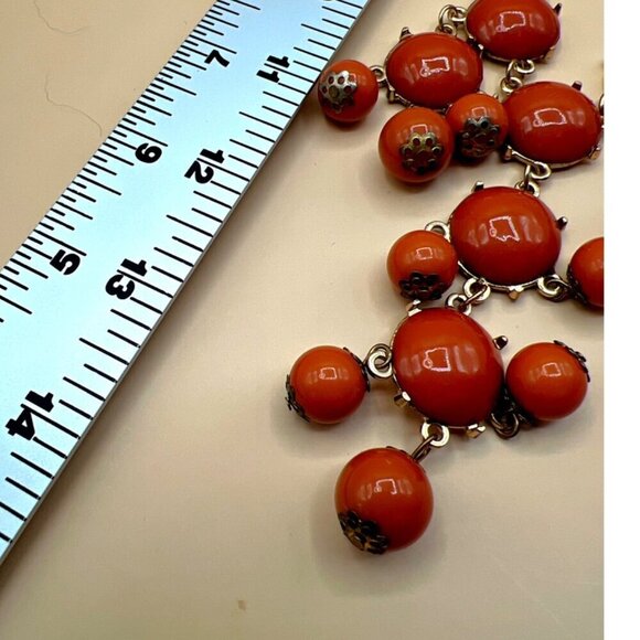 Vintage Boho Statement Necklace With Yellow Orange & White Beads.  C17 - Picture 11 of 11